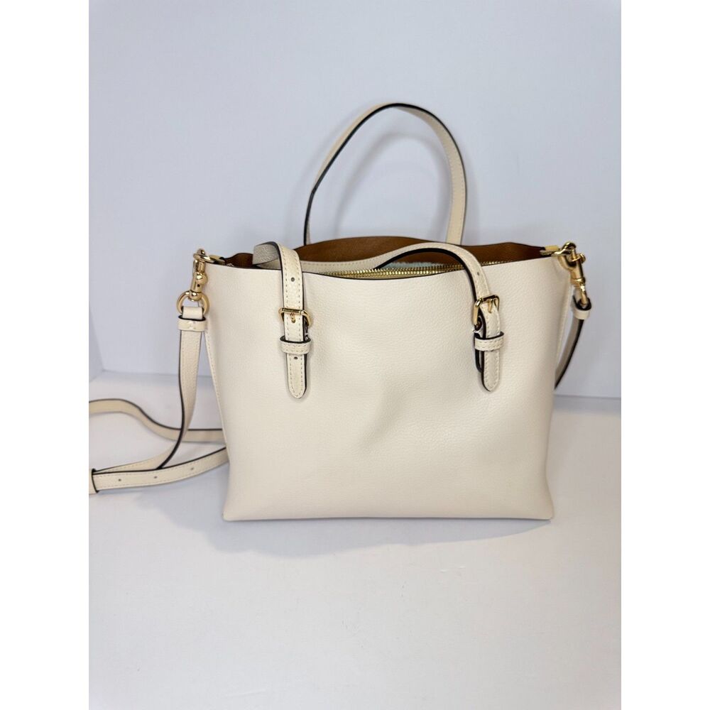 Coach Mollie Tote 25 Chalk White Leather Crossbody Satchel Bag C4084 - Picture 8 of 11
